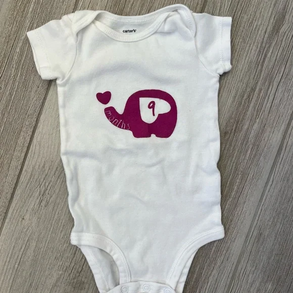 Baby elephant milestone onesies hand painted months 1-9